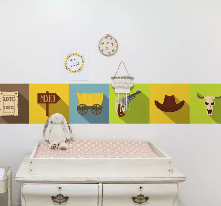 Elementer med vill vest-tema kant klistremerke - Tenstickers