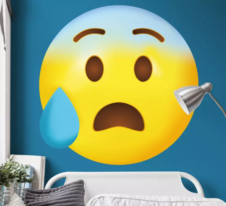Emoji med dråper av svette wallstickers - Tenstickers