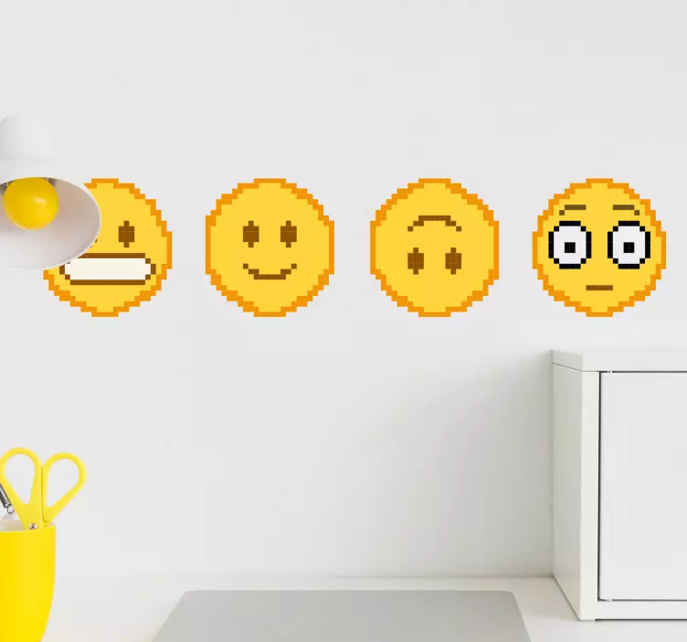 Emoji pixel veggkunst klistremerke - Tenstickers