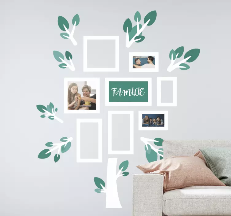 Familie med bilder trevegg klistremerke - Tenstickers