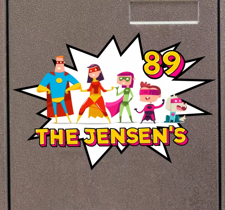 Familieheltpostkasse personlig klistremerke - Tenstickers