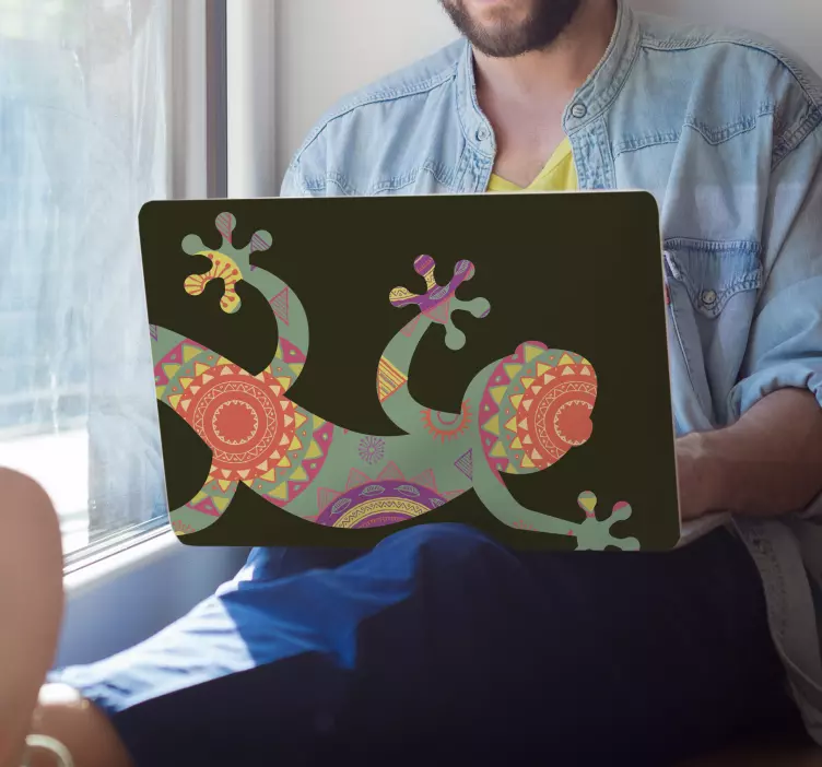 Fargerik øglekunst Laptop klistremerke - Tenstickers