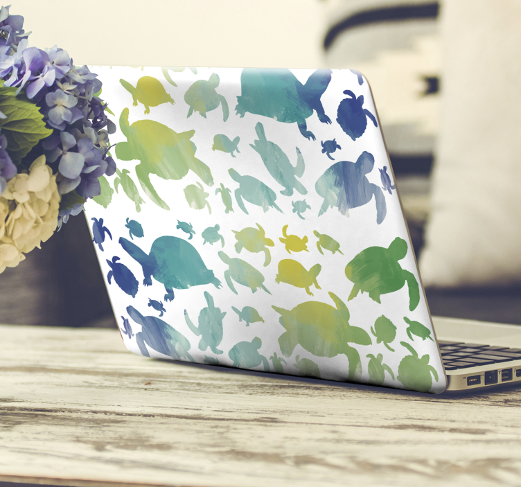 Fargerik skilpadde pakke laptop klistremerke - Tenstickers