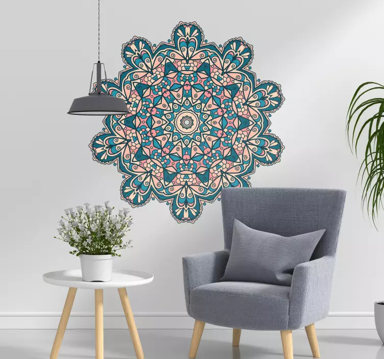 Fargerik vintage mandala tegning vegg klistremerke - Tenstickers