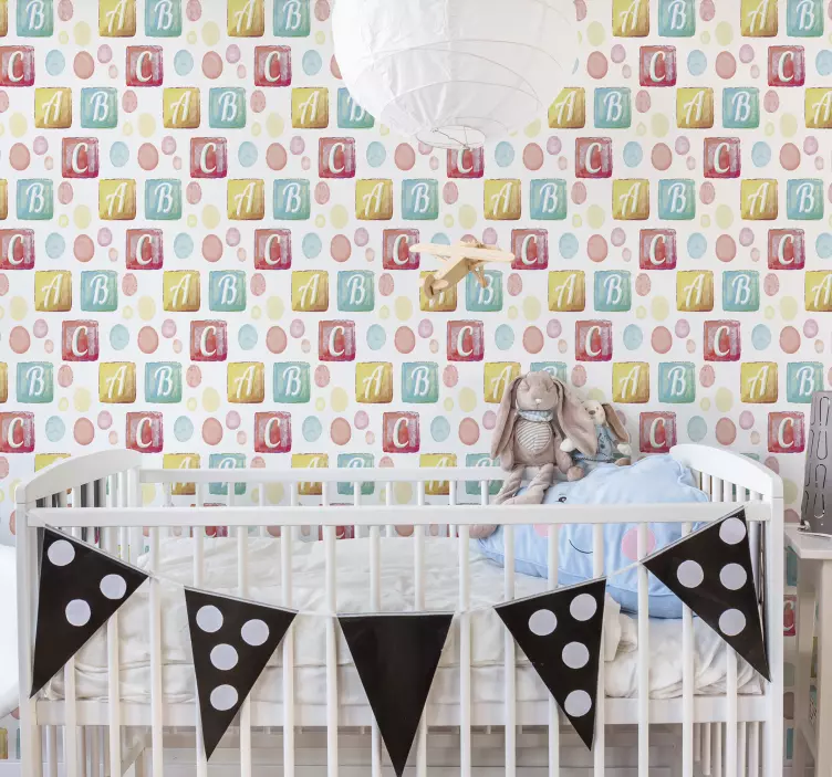 Fargerike alfabetblokker klistremerke for barn - Tenstickers