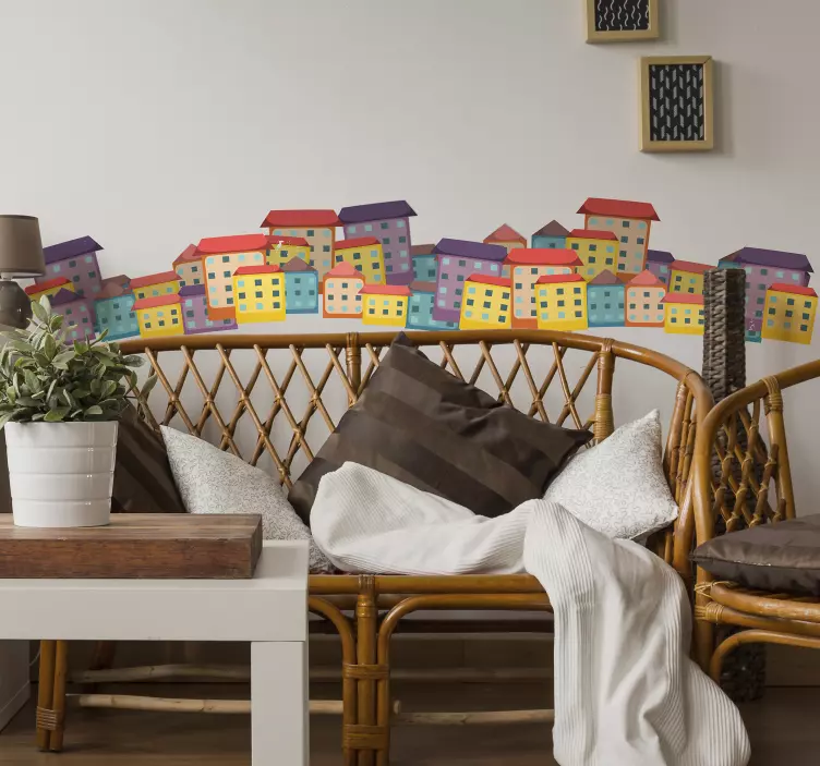 Fargerike hus stue vegg innredning - Tenstickers