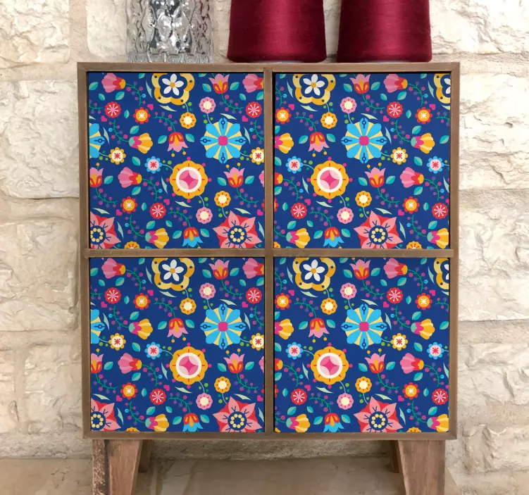 Fargerikt blomstermønster dekorativt klistremerke - Tenstickers