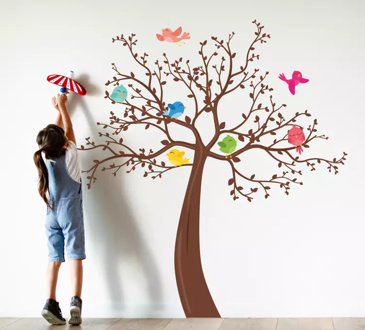 Fargerikt tredesign wallsticker barnerom - Tenstickers