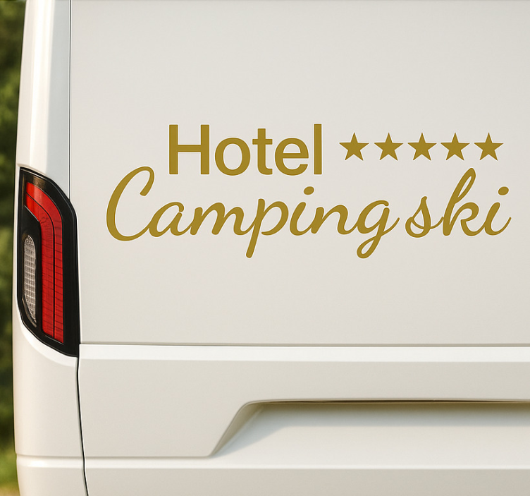Femstjerners hotellcamping campingvogn klistremerke - Tenstickers