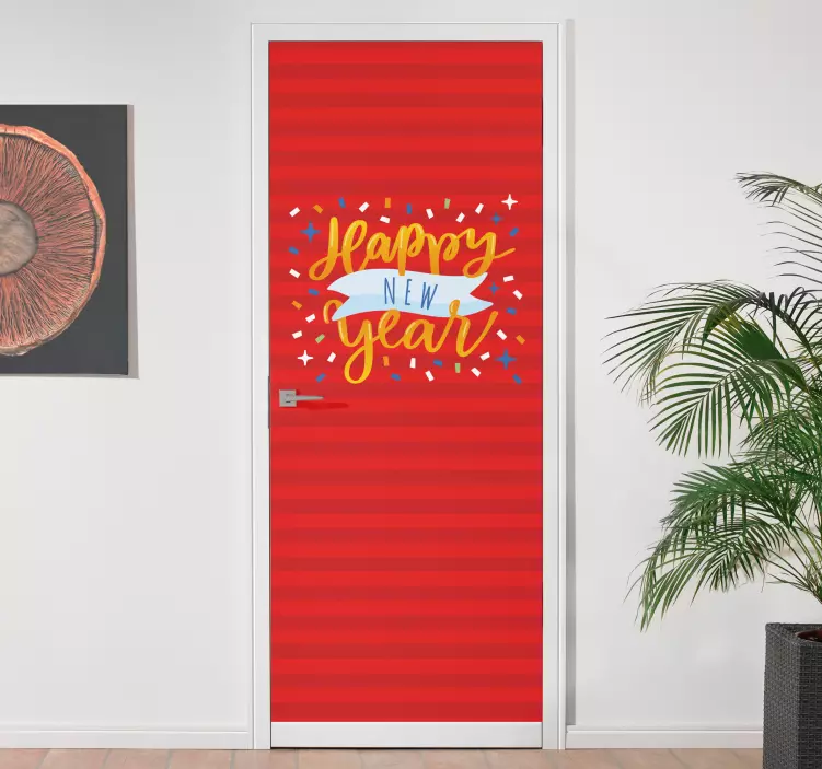 Juleklistremerke festlige nyttårshilsener - Tenstickers