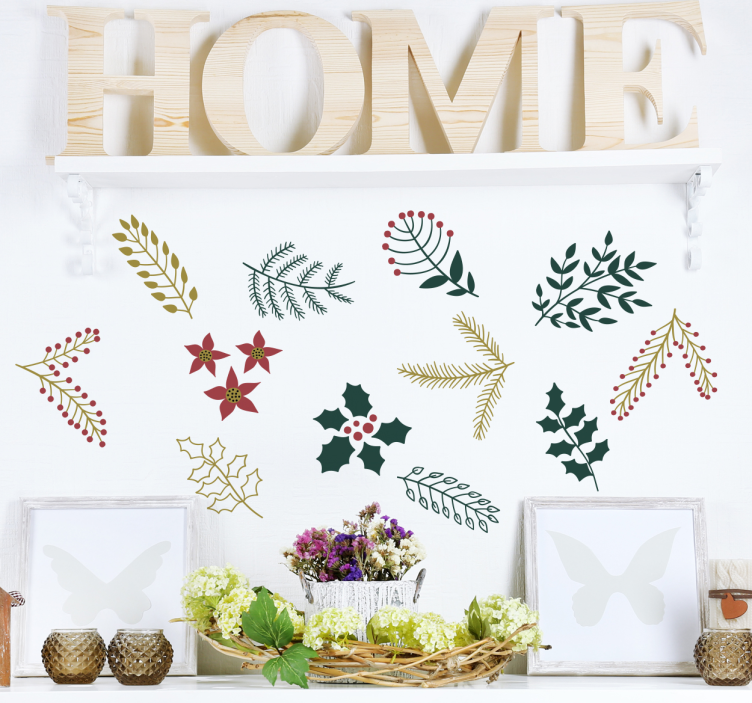 Festlige planter jule klistremerke - Tenstickers