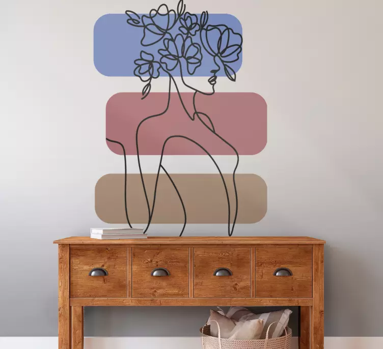 Fin kvinne med blomsterhatt wallsticker blomster - Tenstickers