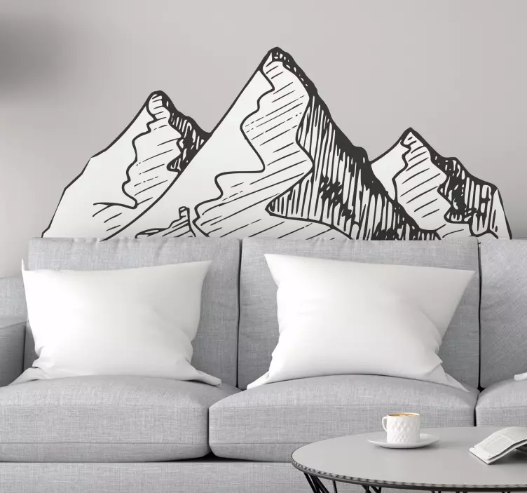 Fjell håndtegnet skisse natur wall stickers - Tenstickers