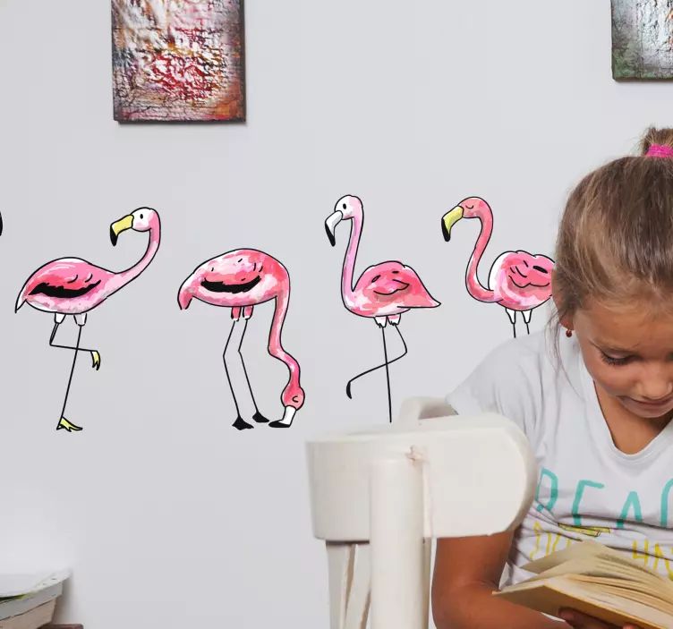 Flamingo hjemmemuren klistremerke - Tenstickers