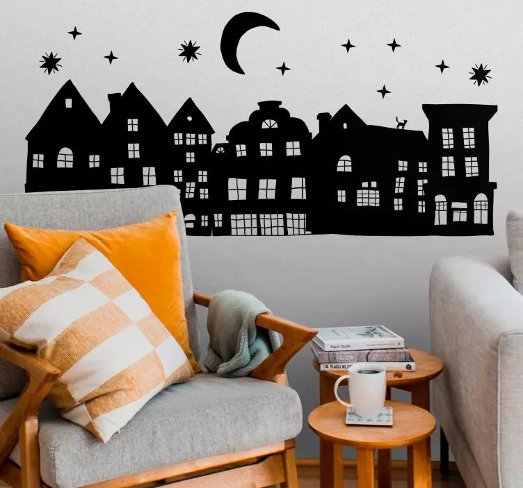 Flamske hus i stjerneklar natt klistremerker byer - Tenstickers