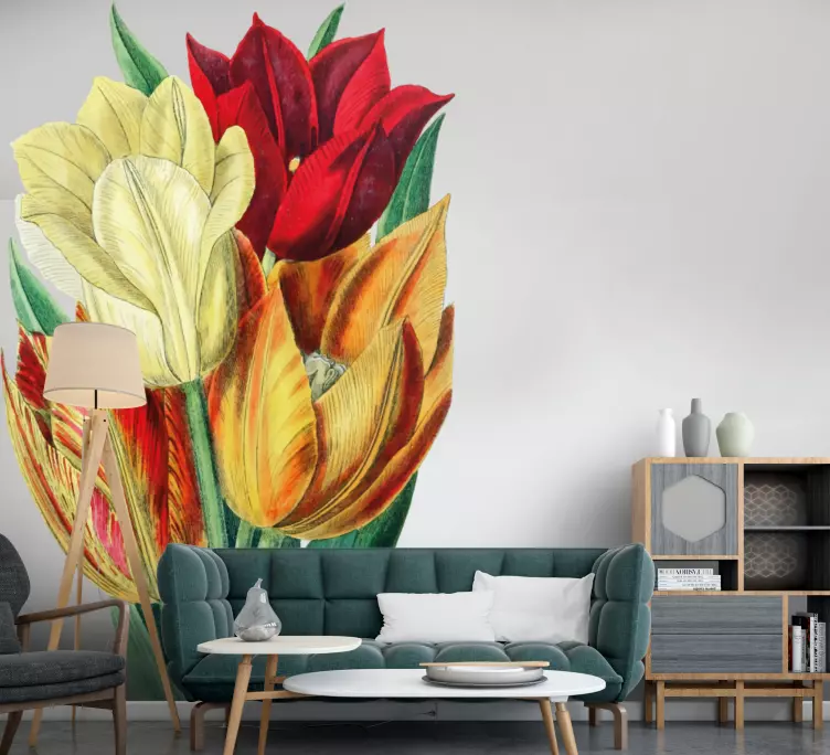 Flere tulipaner sammen blomsterveggklistremerke - Tenstickers