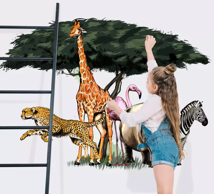 Flerfarget jungel dyr vilt dyremerket - Tenstickers