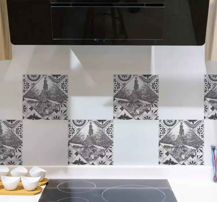 Fliseklistremerke med vintage dekorativt mønster - Tenstickers