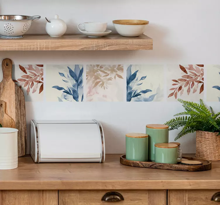 Blomstermønster i akvarell fliseklistremerke - Tenstickers