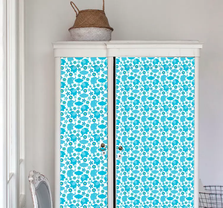 Blomster elefant mønster tapet - Tenstickers