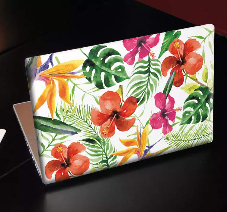 Floral laptop sticker - Tenstickers