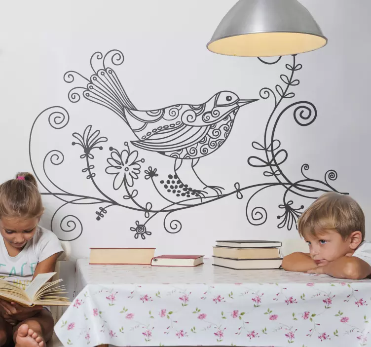 Floral nightingdale dekal - Tenstickers