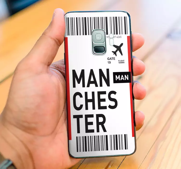 Flybillett til manchester sticker samsung - Tenstickers