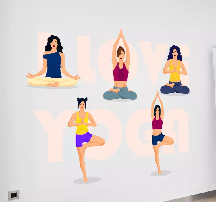 Tegneserie yoga utgjør wallstickers - Tenstickers