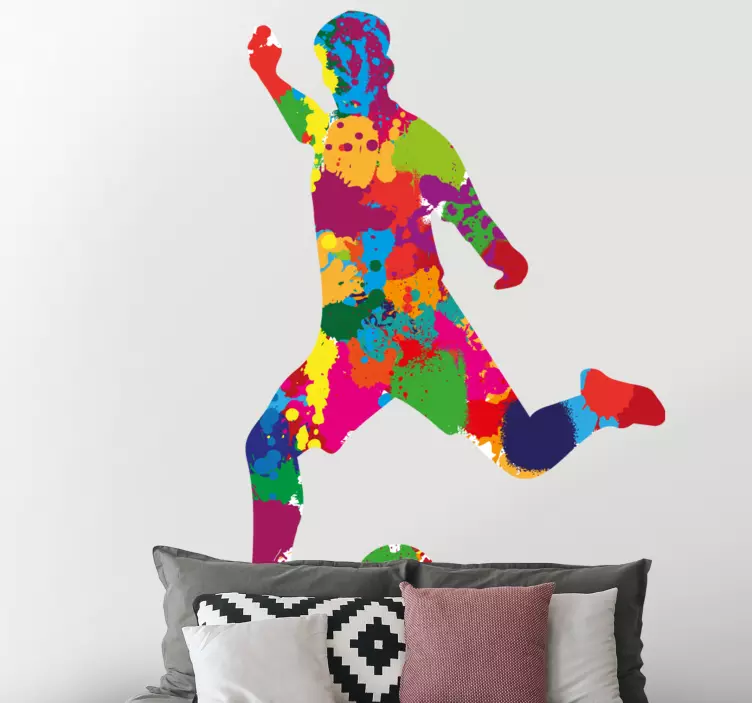Fotballspiller sprutfarger wallstickers - Tenstickers