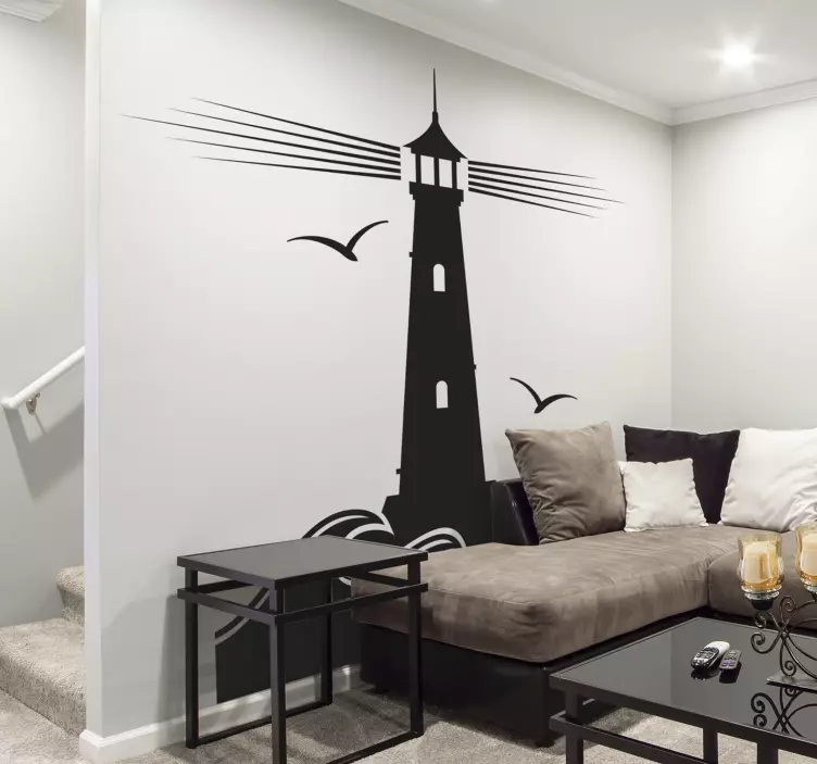 Fyrseiler med måker nautisk dekal - Tenstickers