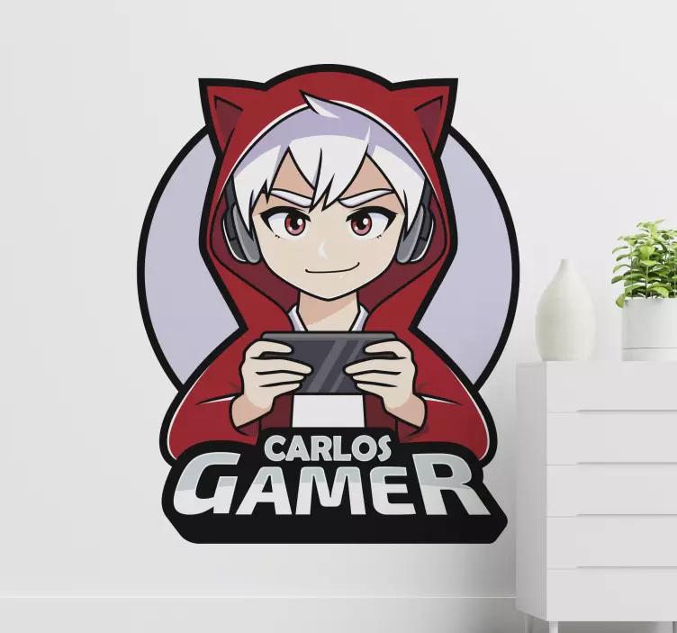 Gamer anime gutt illustrasjon klistremerke - Tenstickers