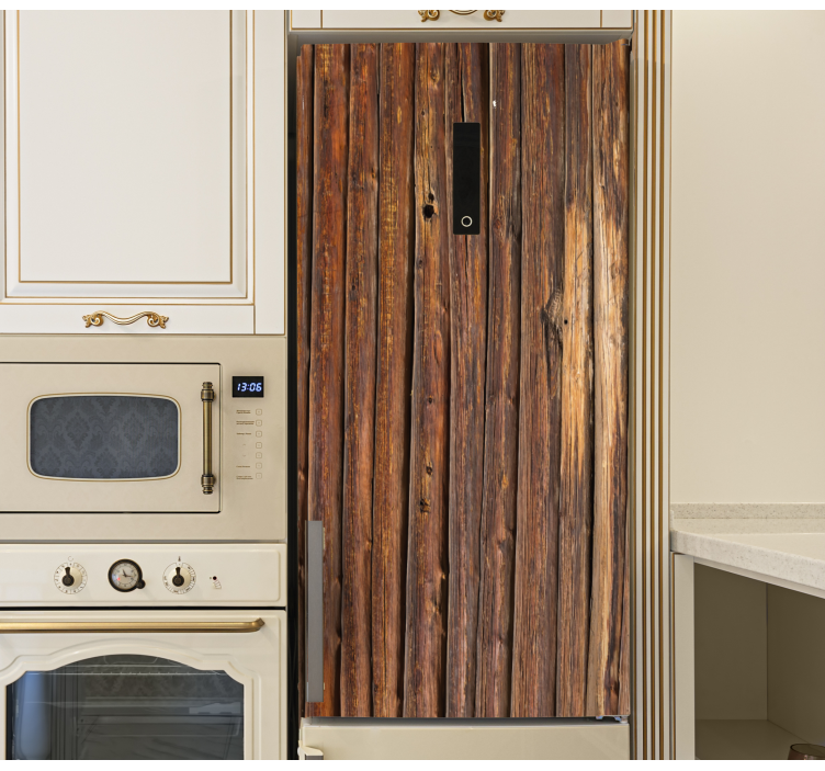 Gammel brun trekasse klistremerke kjøleskap - Tenstickers