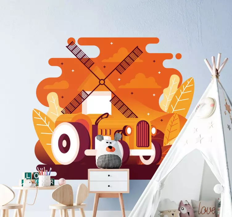 Gård landskap i tegneserie stil leketøy dekal - Tenstickers