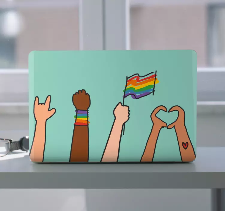 Gay pride doodle stil laptop sticker - Tenstickers