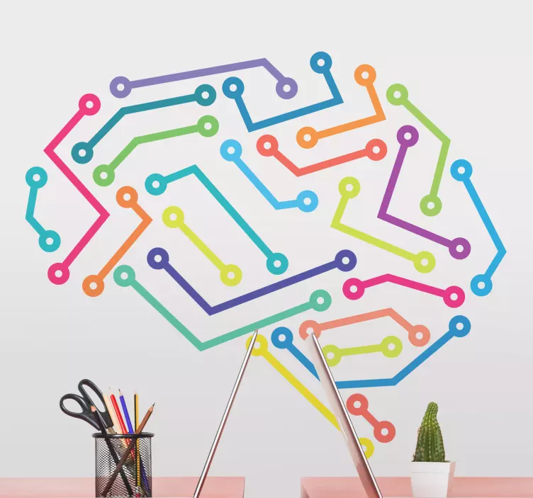 Geometrisk klistremerke fargerik nevrale forbindelse - Tenstickers