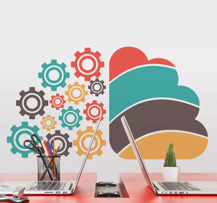 Geometrisk klistremerke fargerike tannhjul mønstre - Tenstickers