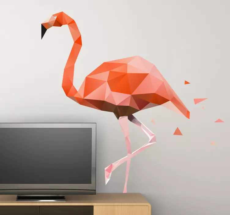 Geometrisk rosa flamingo vegg klistremerke - Tenstickers