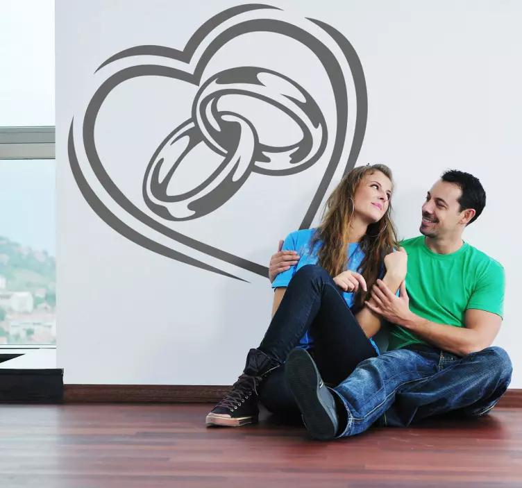 Gifteringer og hjerte klistremerke - Tenstickers