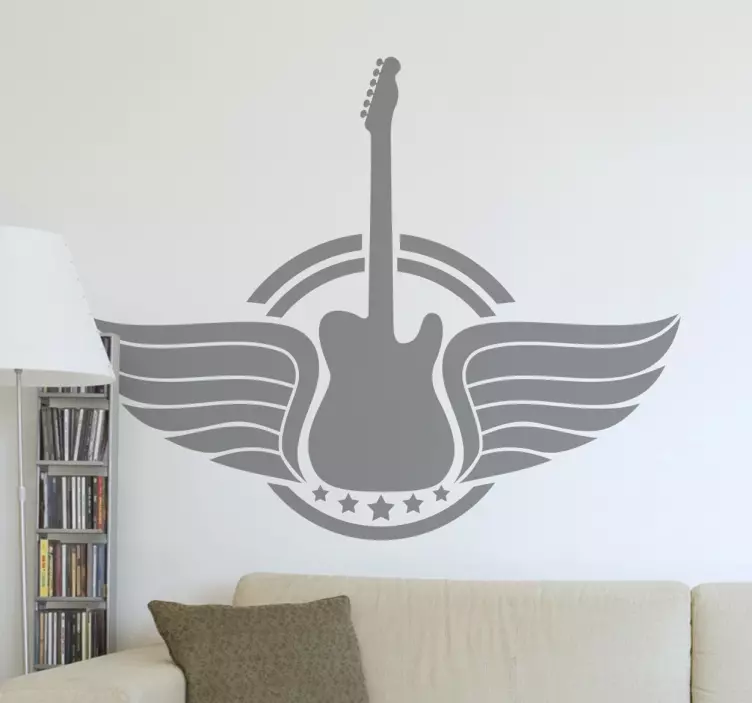 Gitar med vinger logo klistremerke - Tenstickers