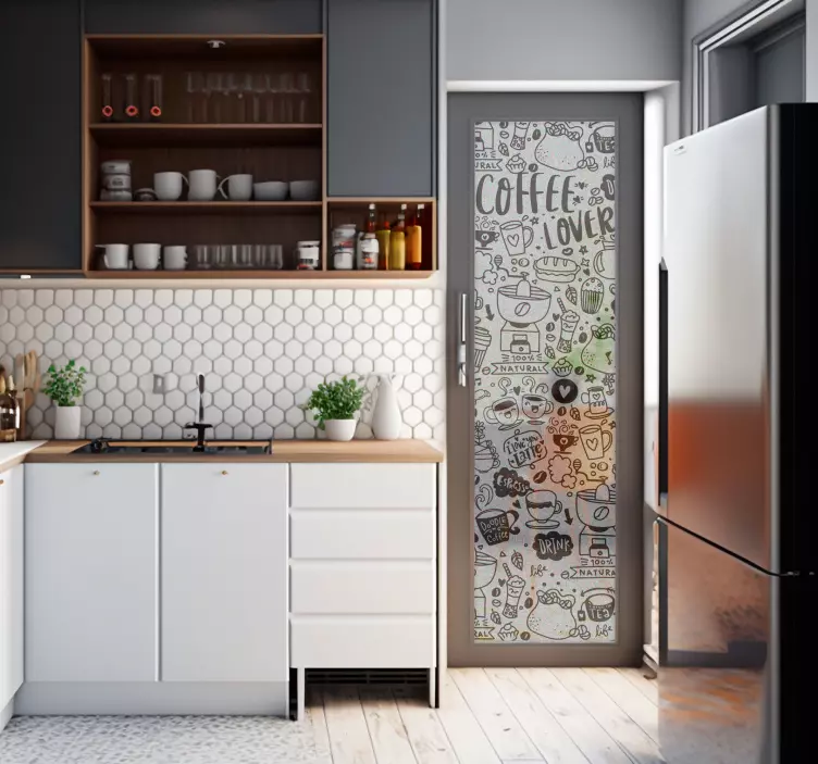 Gjennomsiktig kaffetid tegninger vindu klistremerke - Tenstickers