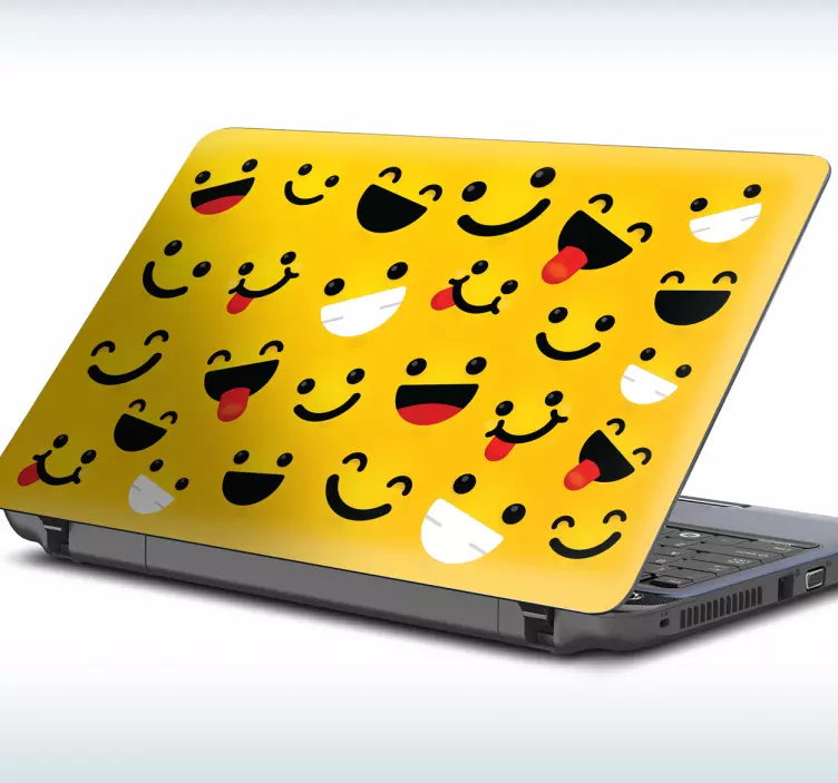 Lykkelig ansikt emoji bærbar klistremerke - Tenstickers