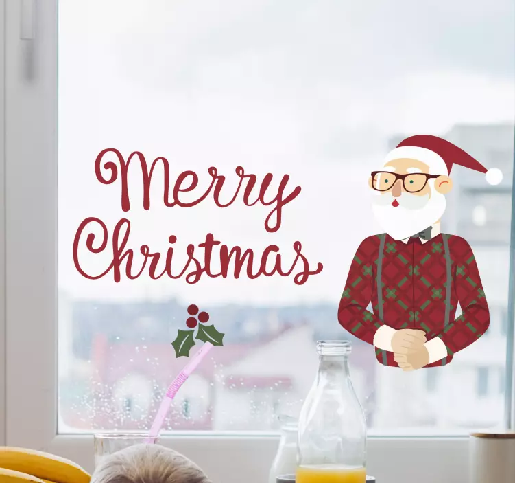 God hipster jul klistremerker til vindu - Tenstickers