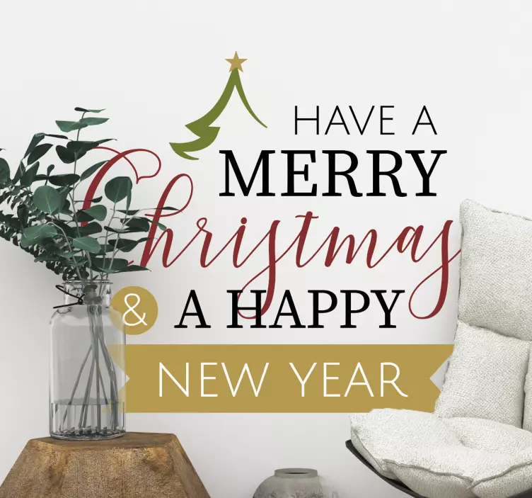 God jul og godt nyttår klistremerke - Tenstickers