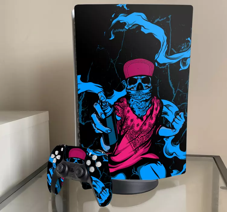 Graffiti skalle design ps5 klistremerke - Tenstickers
