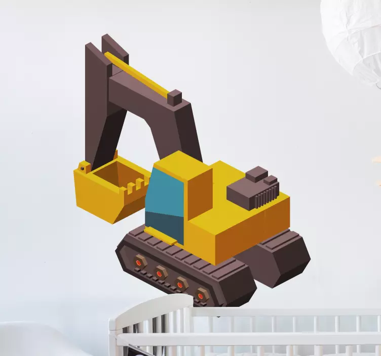 Gravemaskin 3d-modell barnemaskin leketøy klistremerke - Tenstickers