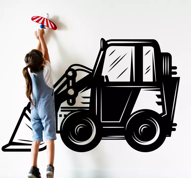 Gravemaskin bulldozer maskin barn leketøy klistremerke - Tenstickers
