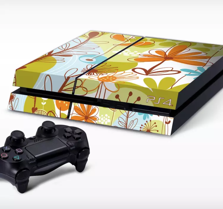 Grønn blomstret playstation 4 hud - Tenstickers