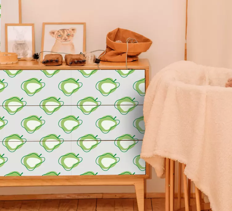 Grønne moderne epler doodle mønster klistremerke møbler - Tenstickers