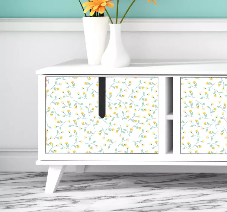 Gul blomster stue vegg innredning - Tenstickers