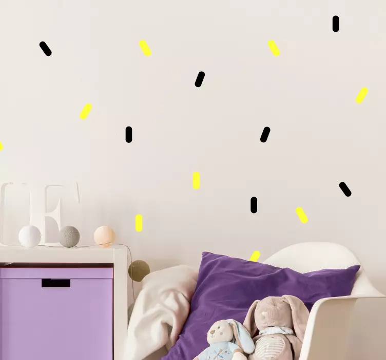 Gul og svart konfetti illustrasjons sticker - Tenstickers